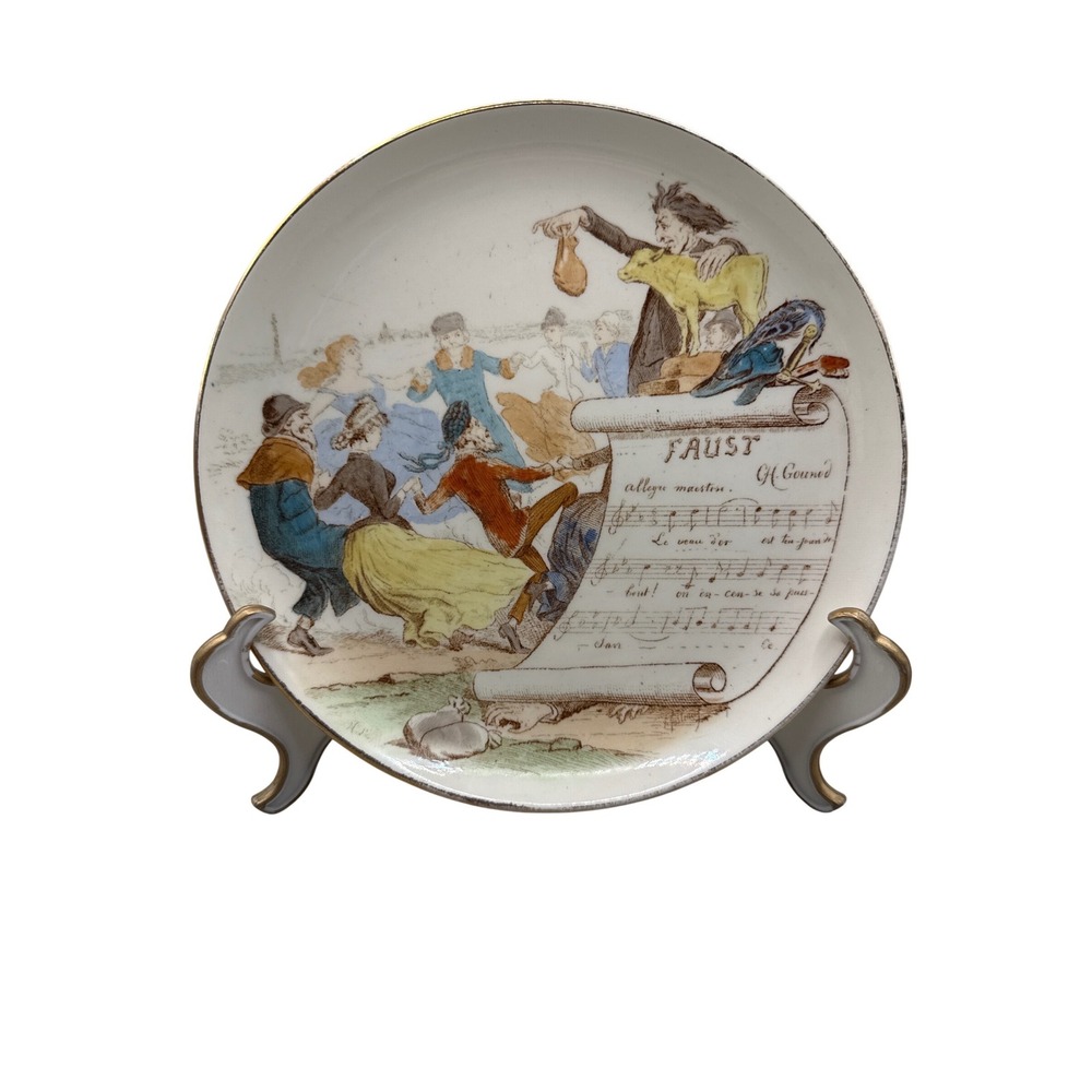 French 19th Century Opera Earthenware Plate Faust de‎ Gounod 8"